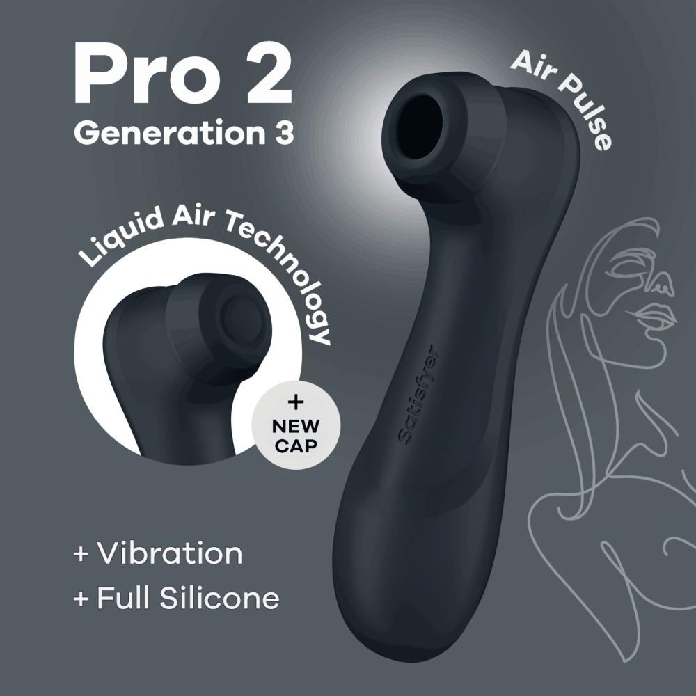 SO8402 Вакуумный клиторальный стимулятор Satisfyer Pro 2 Generation 3 with Liquid Air Dark Grey