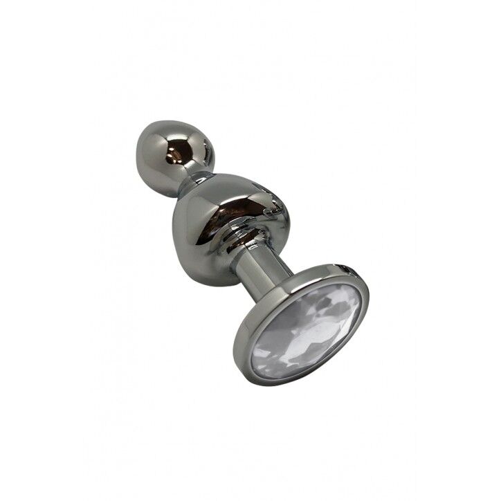 SO7417 Металлическая анальна пробка Wooomy Lollypop Double Ball Metal Plug S, диаметр 2,8 см, длина 8,5 см