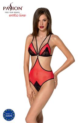 Полупрозрачное боди с кружевом Passion PEONIA BODY L/XL red