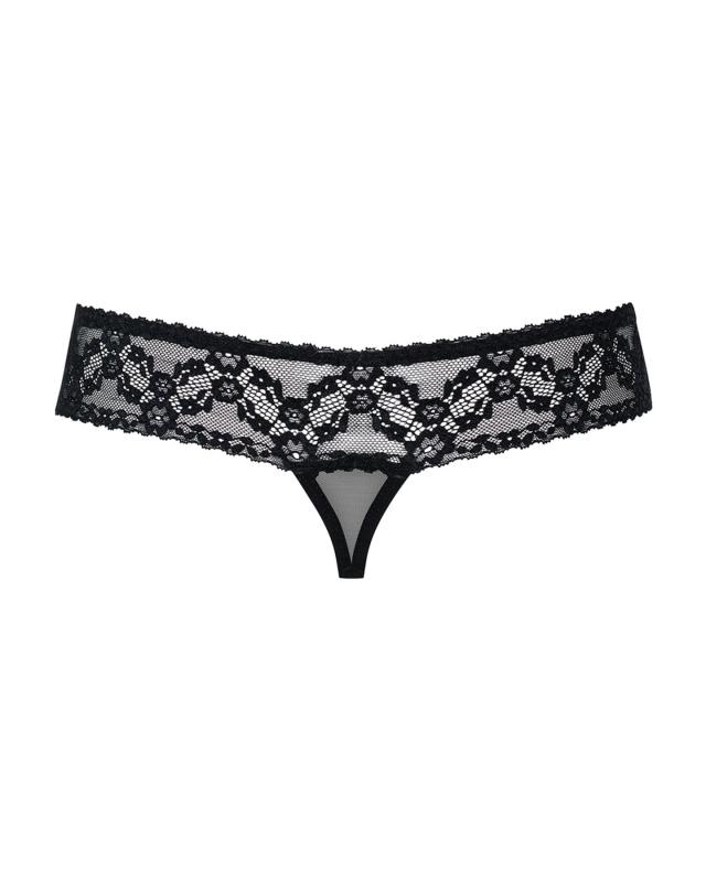 SO7179 Кружевные танга с доступом Obsessive 837-THC-1 S/M, черные