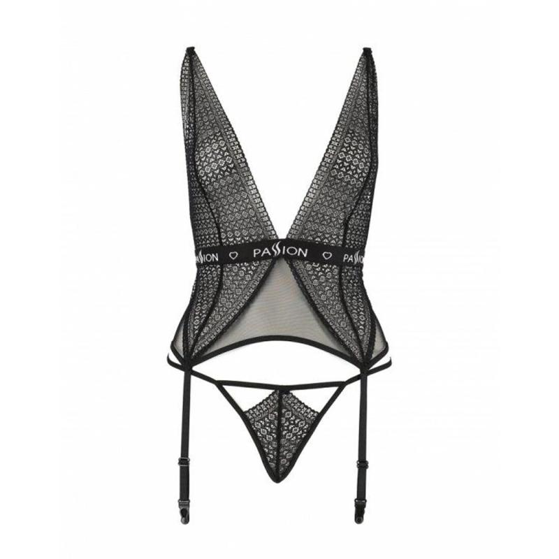 PS26407 Полупрозрачный корсет Passion Exclusive Mirajane Corset L/XL, черный