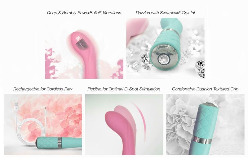 SO2724 Роскошный вибратор Pillow Talk - Sassy Teal с кристаллом Сваровски для точки G, подарочная упаковка