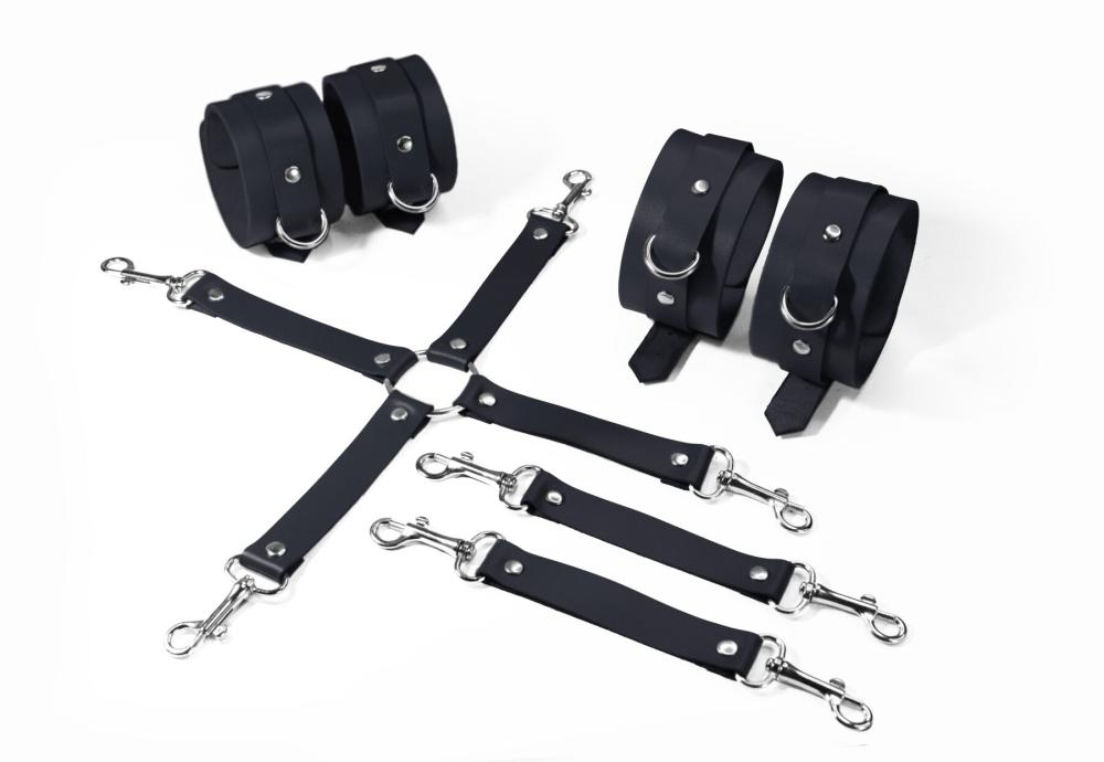 SO8269 Набор для БДСМ 3 в 1 Feral Feelings BDSM Kit 3 Black, black, наручники, поножи, крестовина