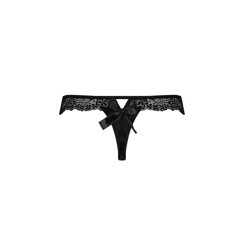 SO5366 Кружевные трусики-танга с атласным бантиком Naja Thong black XXL/XXXL - Passion