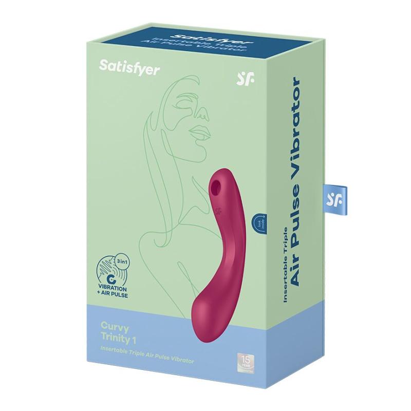 SO8407 Вакуумный стимулятор с вибрацией Satisfyer Curvy Trinity 1 Red, игрушка 3в1