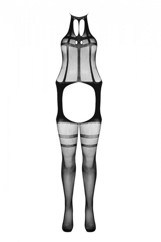 SO5338 Сетчатый телесный бодистокинг с коротким топом и подвязками Casmir CA008