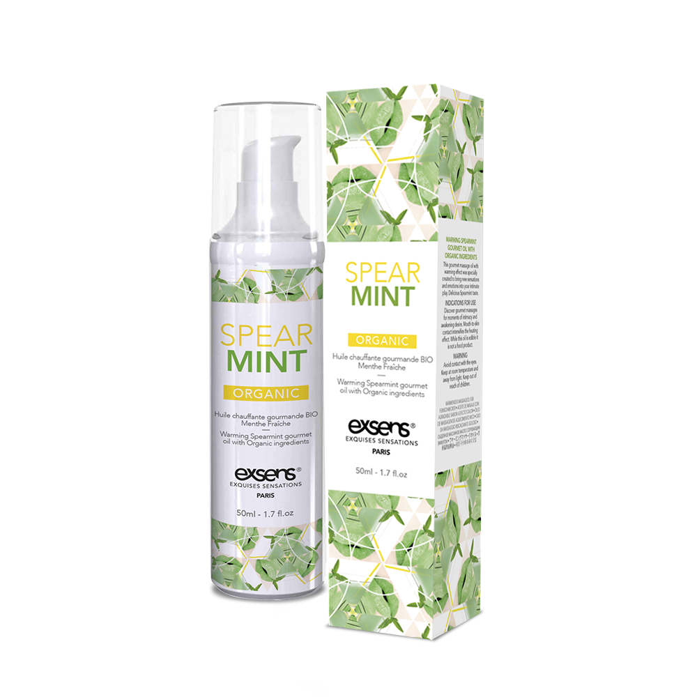 SO2380 Массажное масло EXSENS Organic Spear Mint 50мл разогревающее, без сахара, без парабенов, съедобное