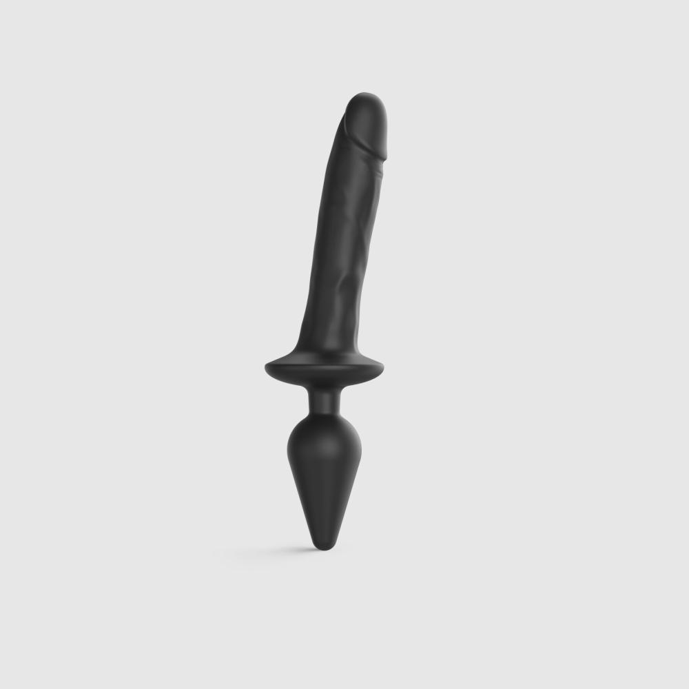 SO6830 Анальная пробка с дилдо 2в1 Strap-On-Me SWITCH PLUG-IN REALISTIC DILDO Black XXL, диаметр 5,2/3,9 см