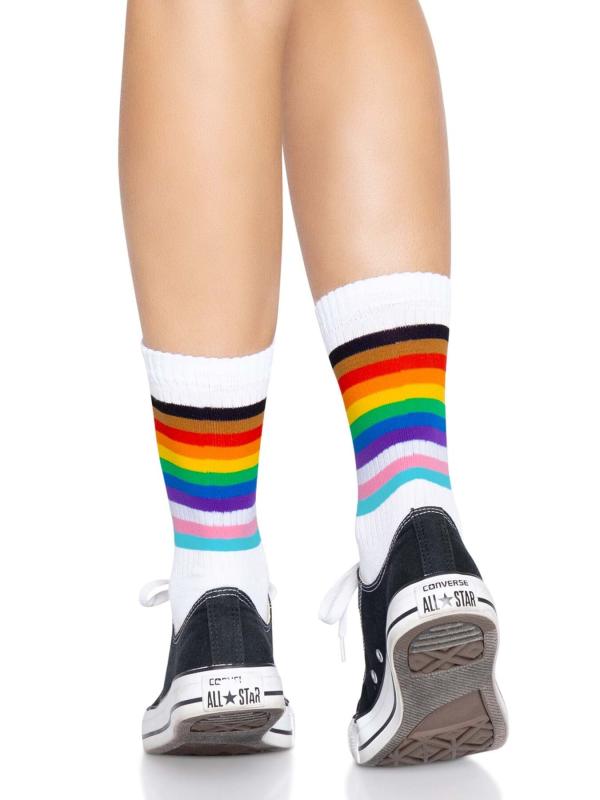 SO8584 Носки женские в полоску Leg Avenue Pride crew socks Rainbow, 37–43 размер