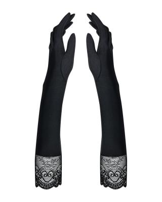 Высокие перчатки с камнями и кружевом Obsessive Miamor gloves, black