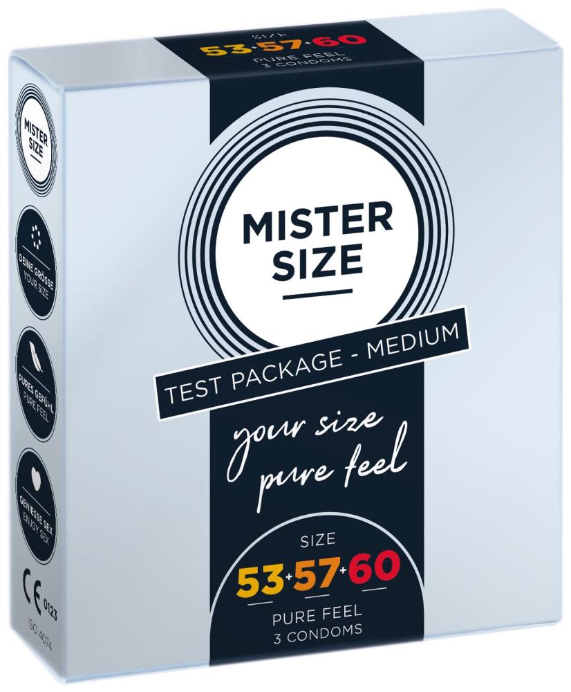 SO8040 Набор презервативов Mister Size - pure feel - 53–57–60 (3 condoms), 3 размера, толщина 0,05 мм