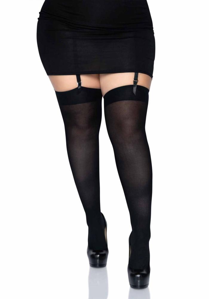SO7917 Плотные непрозрачные чулки Leg Avenue Nylon Thigh Highs Black, plus size