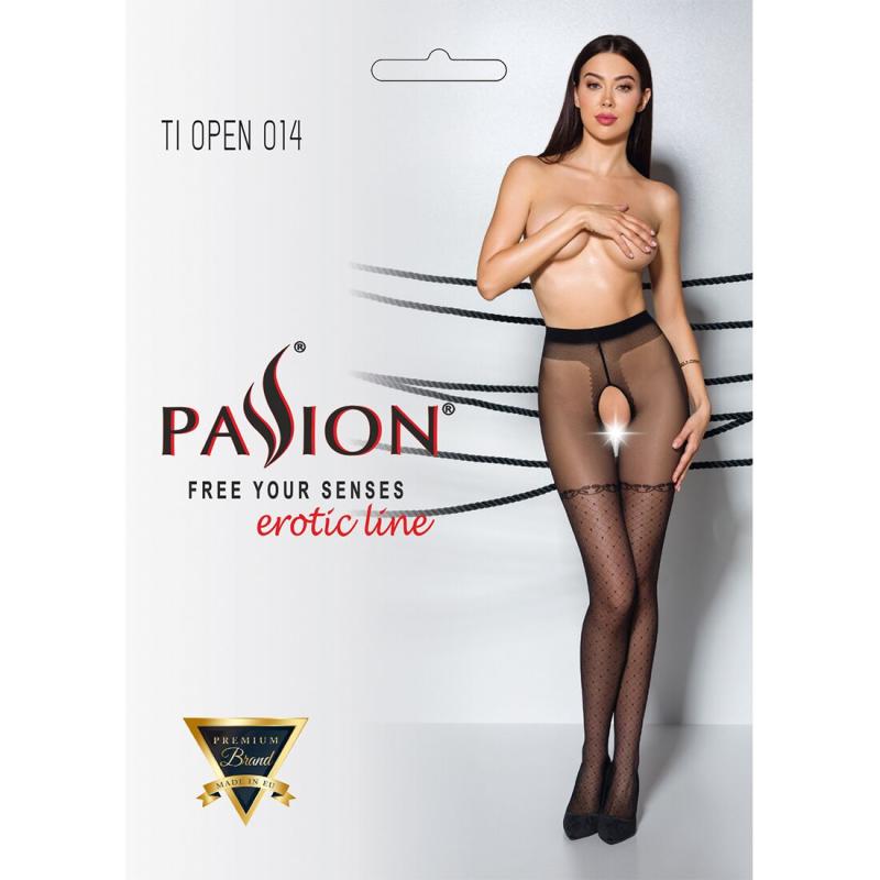 SO5824 Колготки с открытым доступом, имитация чулок TIOPEN 014 black 5 (20 den) — Passion