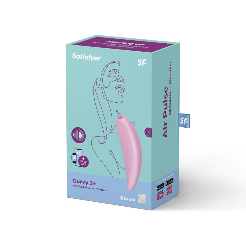 SO3893 Мощный вакуумный клиторальный стимулятор Satisfyer Curvy 3+ с управлением через интернет