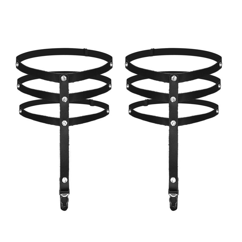 SO7494 Гартеры со стразами Art of Sex - Floy, натуральная кожа, Размер XS - 2XL, цвет Черный