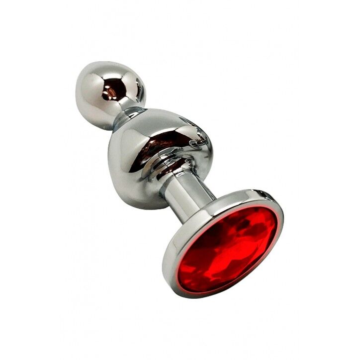 SO7420 Металлическая анальная пробка Wooomy Lollypop Double Ball Metal Plug Red L диаметр 3,5, длина 10,5 с