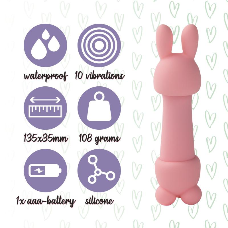 SO4437 Мини-вибратор FeelzToys Mister Bunny Pink с двумя насадками