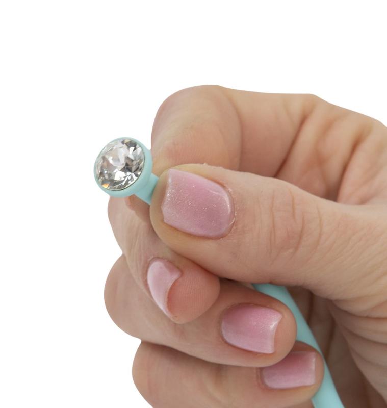 SO2722 Роскошные вагинальные шарики PILLOW TALK - Frisky Teal с кристаллом, диаметр 3,2см, вес 49-75гр