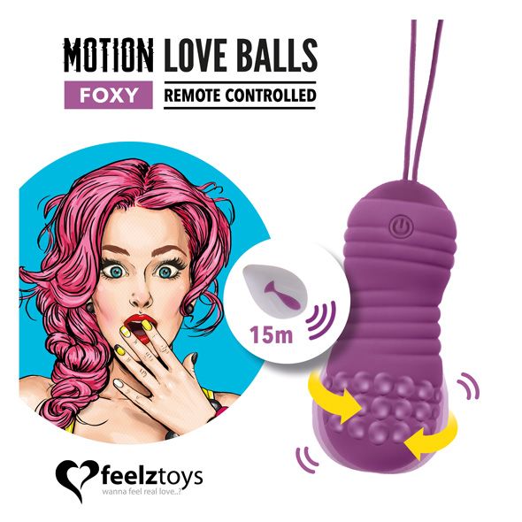 SO3854 Вагинальные шарики с жемчужным массажем FeelzToys Motion Love Balls Foxy с пультом ДУ, 7 режимов