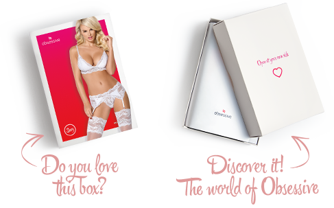 SO7165 Кружевной комплект белья Obsessive 810-SEG-1 S/M White, бюстгальтер, стринги, пояс для чулок