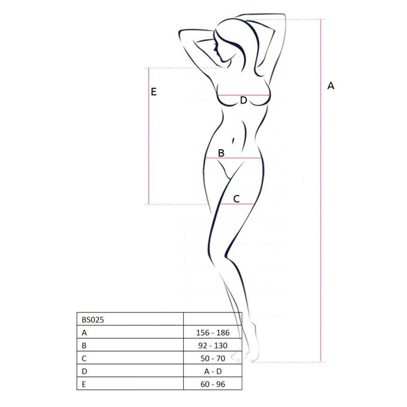 PBS025B Бодистокинг Passion BS025 black, платье-сетка, спущенное плечо, длинный рукав