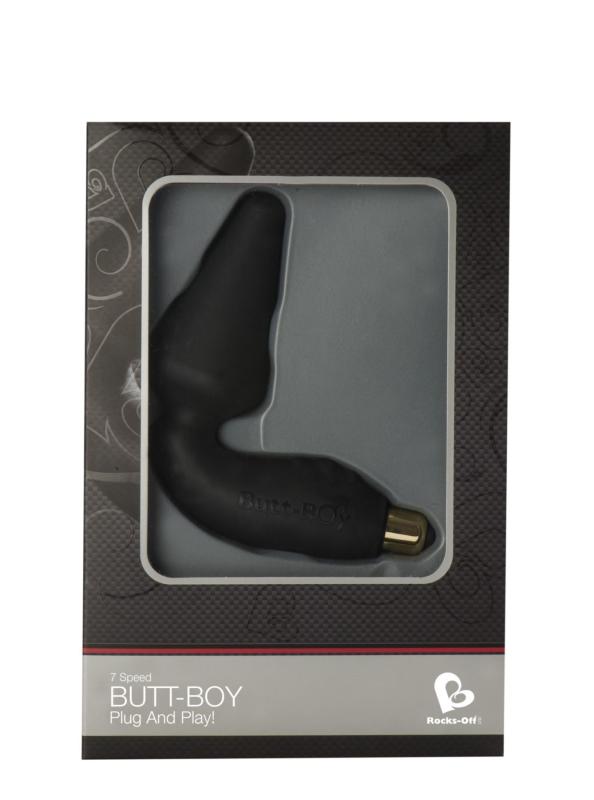 RO1654 Вибропробка Rocks Off Butt-Boy Black со стимуляцией промежности