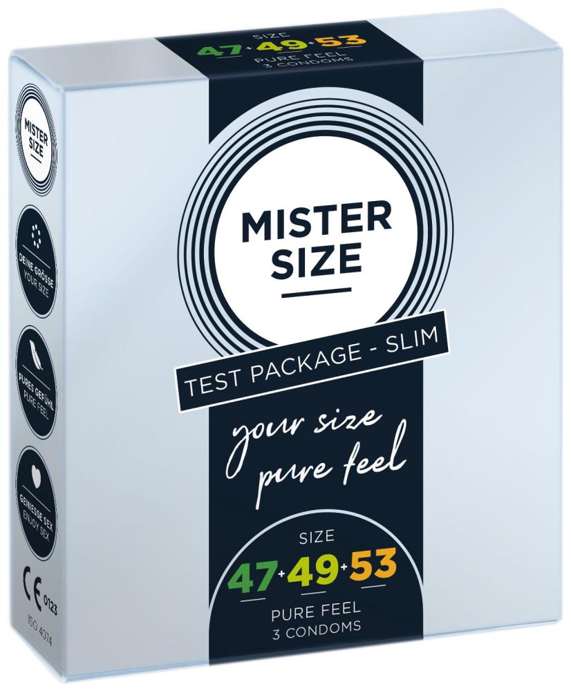 SO8039 Набор презервативов Mister Size - pure feel - 47–49–53 (3 condoms), 3 размера, толщина 0,05 мм
