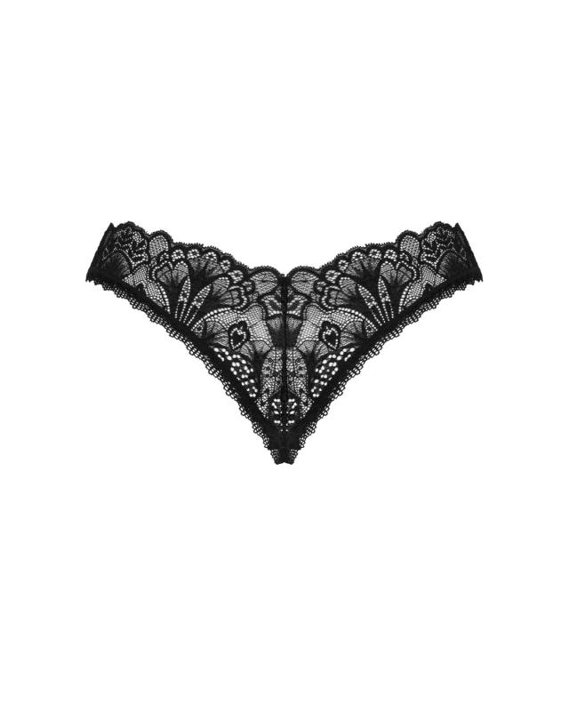 SO8643 Кружевные стринги Obsessive Donna Dream crotchless thong M/L Black, открытый доступ