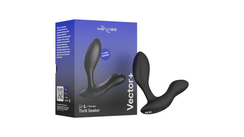 SO8241 Смарт-вибромассажер простаты We-Vibe Vector+ CHARCOAL BLACK, пульт ДУ, регулируемый угол наклона