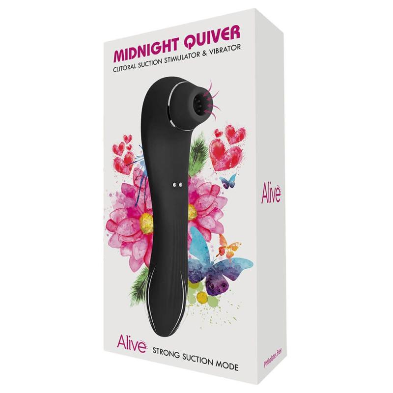 SO3833 Вибратор и вакуумный клиторальный стимулятор Alive Midnight Quiver Black - секс-игрушка 2в1