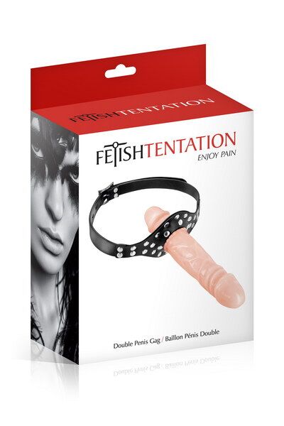 SO5989 Кляп с двойным фаллоимитатором Fetish Tentation Double Penis Gag Flesh