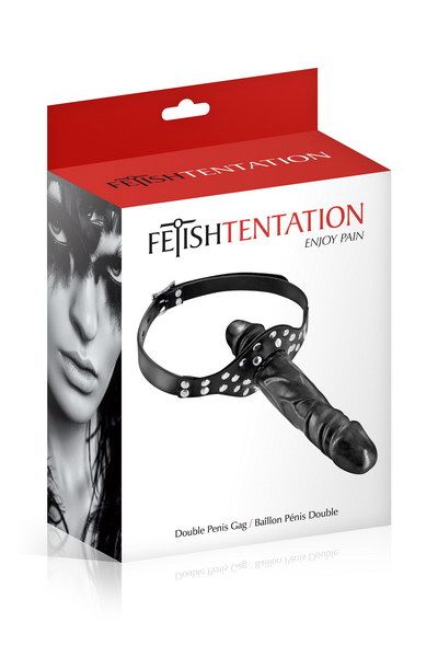 SO3736 Кляп с двойным фаллоимитатором Fetish Tentation Double Penis Gag Black