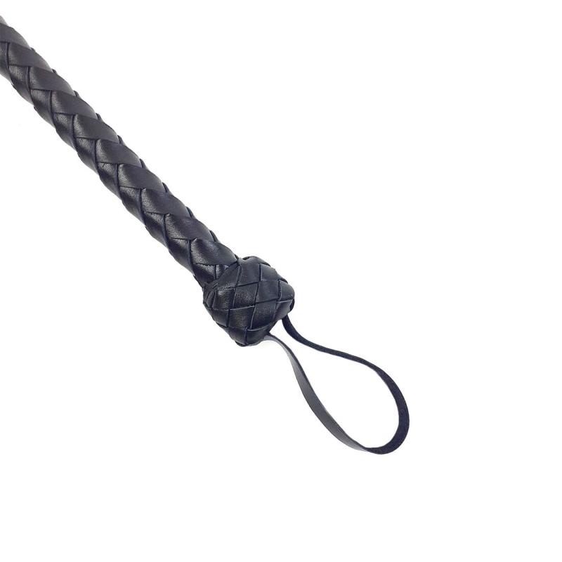 SO5177 Плеть гибкая Снейк, натуральная кожа, цвет черный, длина - 80 см