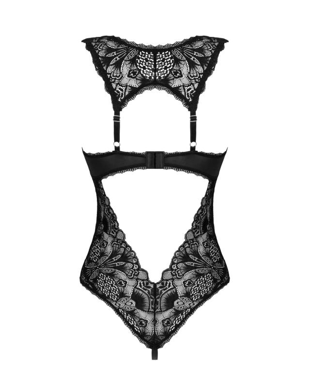 SO8634 Кружевное боди Obsessive Donna Dream crotchless teddy M/L Black, открытый доступ
