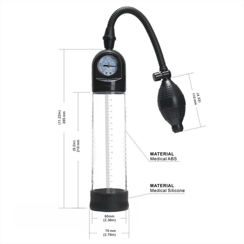 SO8705 Вакуумная помпа Men Powerup со стрелочным манометром и ручной «грушей»