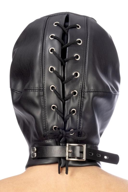 SO4672 Капюшон для БДСМ со съемной маской Fetish Tentation BDSM hood in leatherette with removable mask