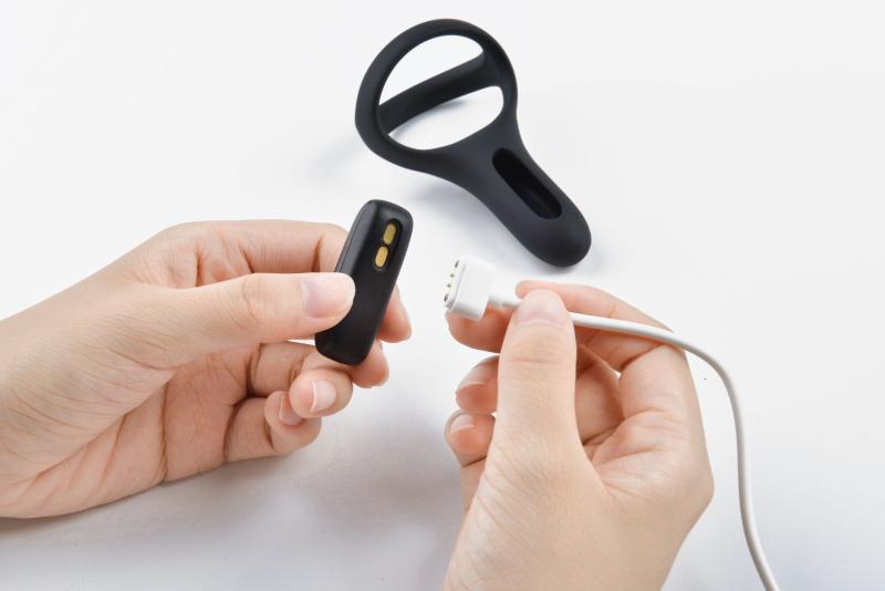 SO5747 Двойное эрекционное кольцо Fun Town Rise Black, управление со смартфона