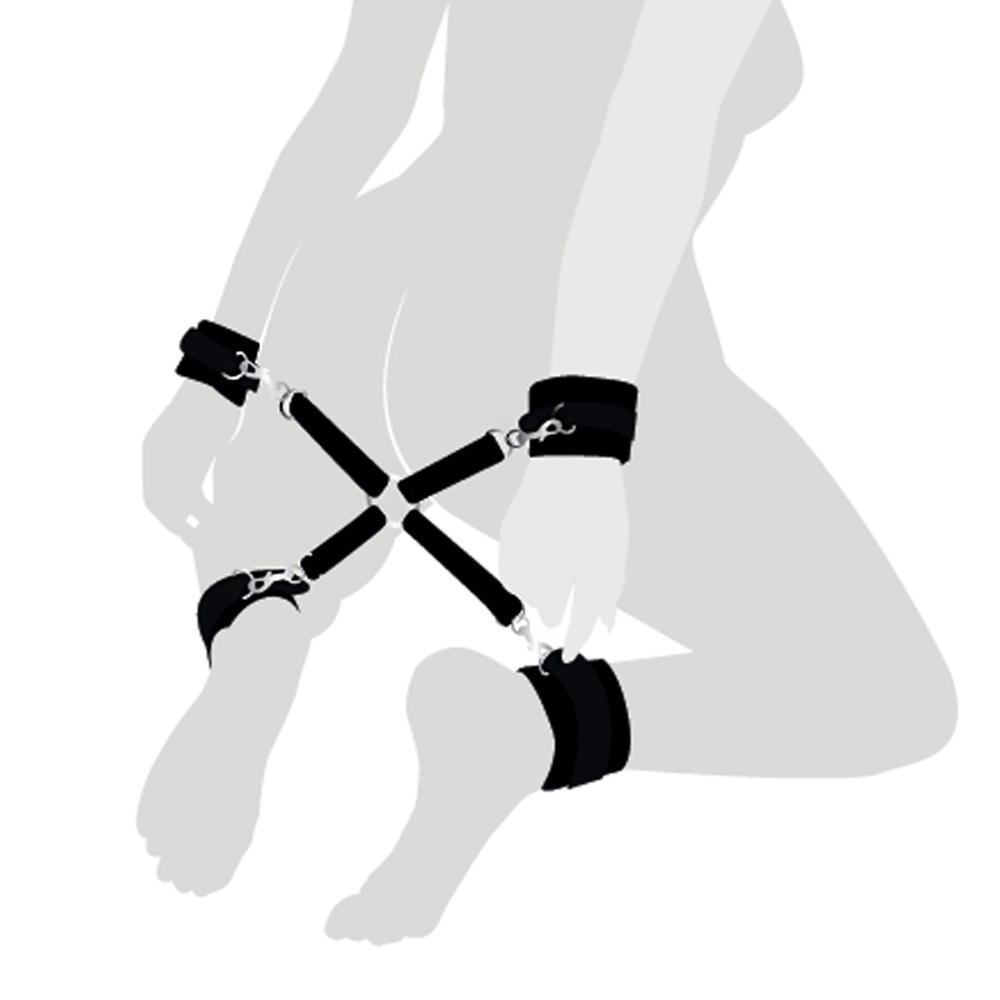 SO7480 Крестовина из натуральной кожи Art of Sex - 4 Way Connector, Черный