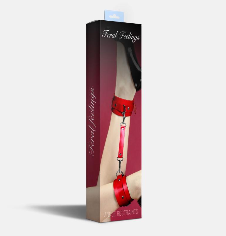 SO8258 Поножи Feral Feelings – Ankle Restraints, натуральная кожа, red
