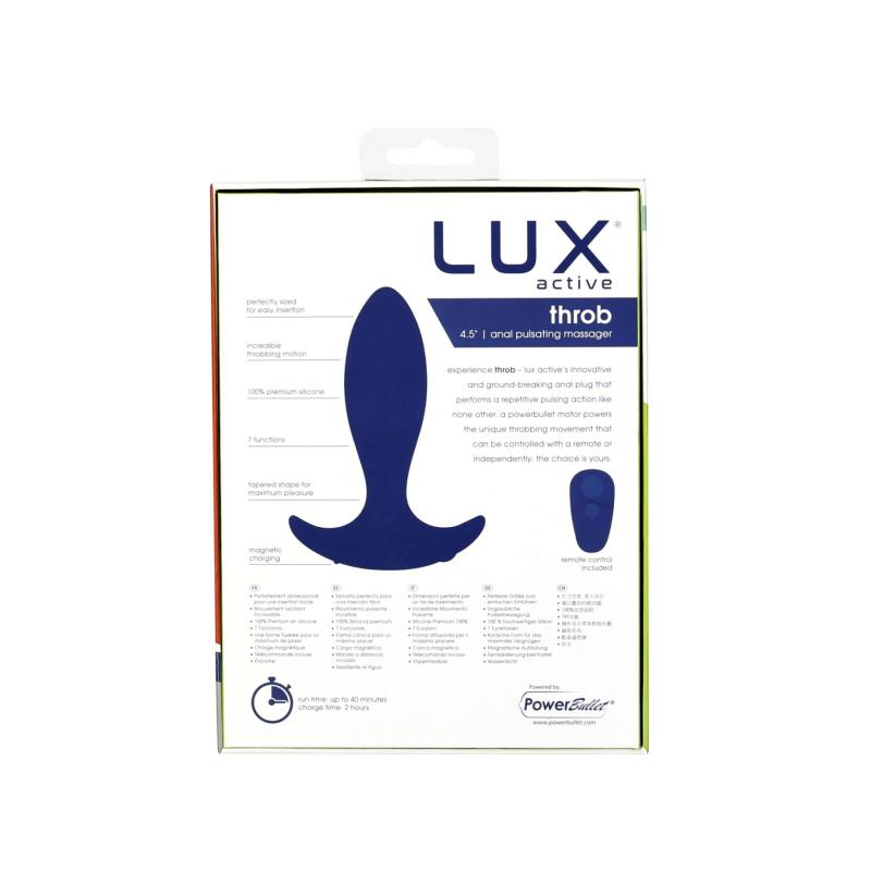SO5571 Анальная пробка с пульсацией Lux Active – Throb – 4.5" Anal Pulsating Massager, пульт ДУ