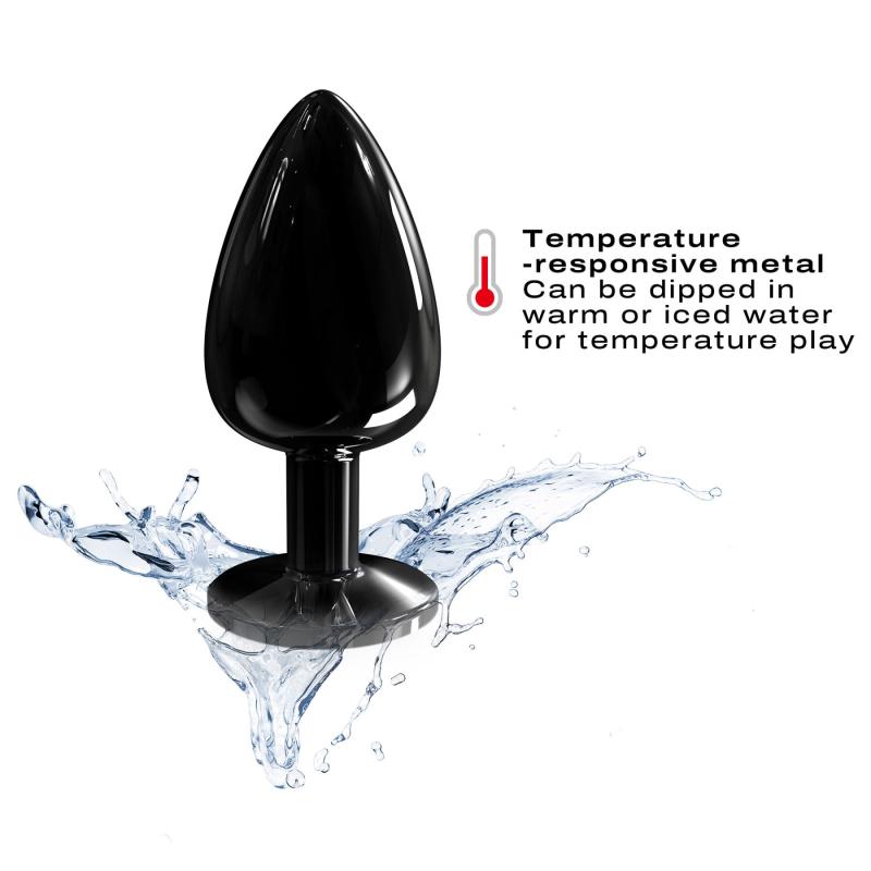 SO7810 Металева анальна пробка з кристалом Dorcel Diamond Plug Black L