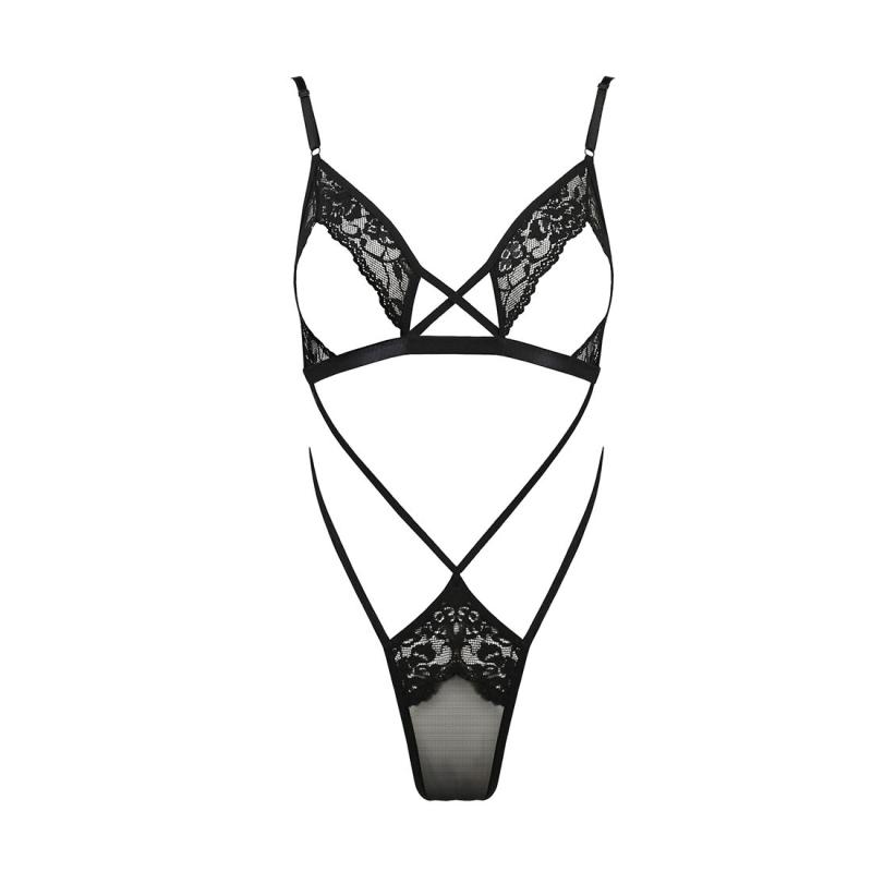 PS25802 Боди монокини с открытой грудью DIABOLINA BODY black S/M - Passion