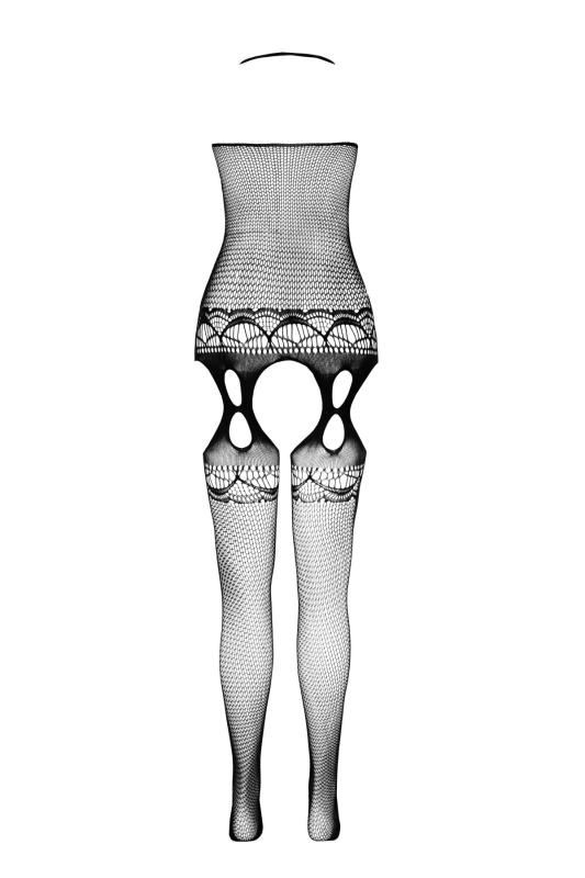 SO7078 Бодистокинг Passion ECO BS006 white, с доступом, халтер, имитация подвязок