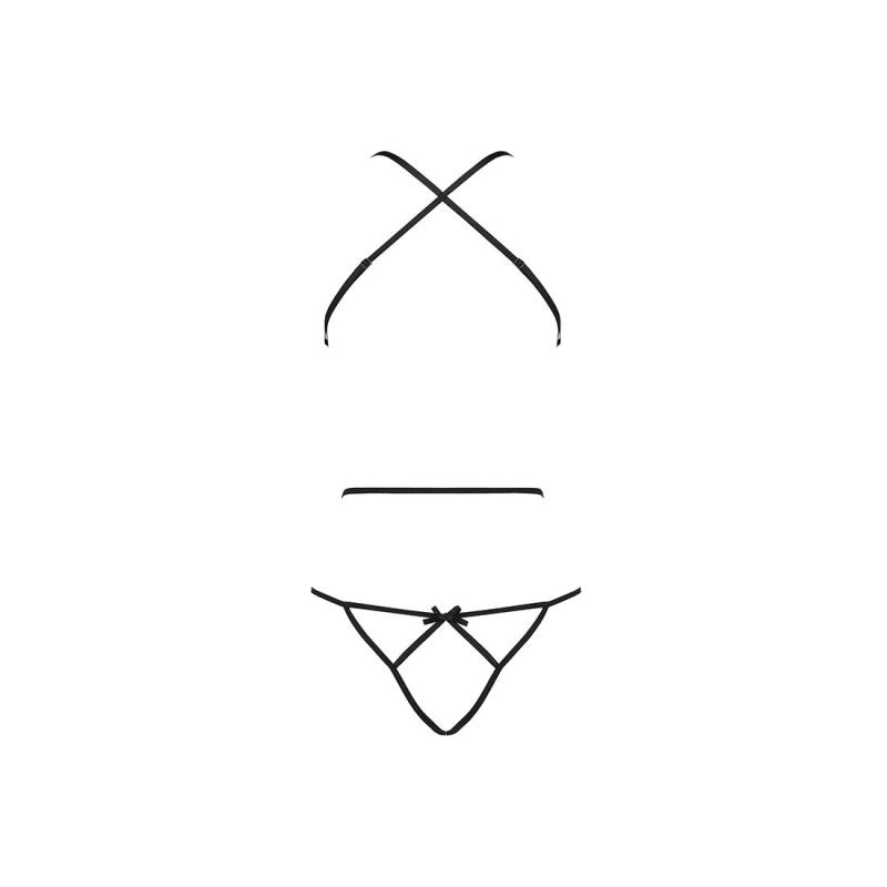 SO4123 Боди с имитацией кожи и стрепами ASUNA BODY black S/M Passion