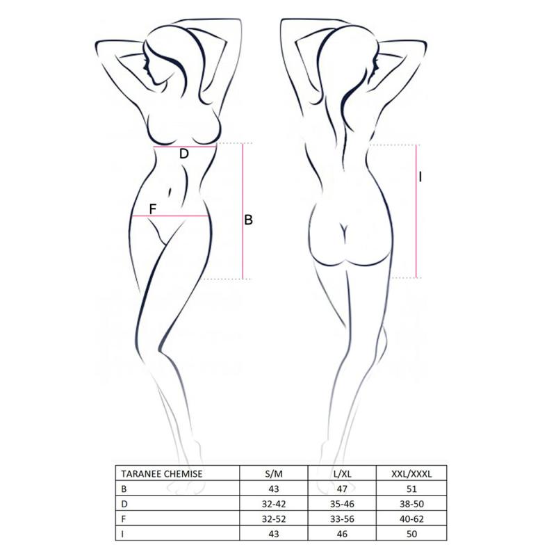 EL13801 Прозрачная сорочка приталенная TARANEE CHEMISE black L/XL - Passion, трусики