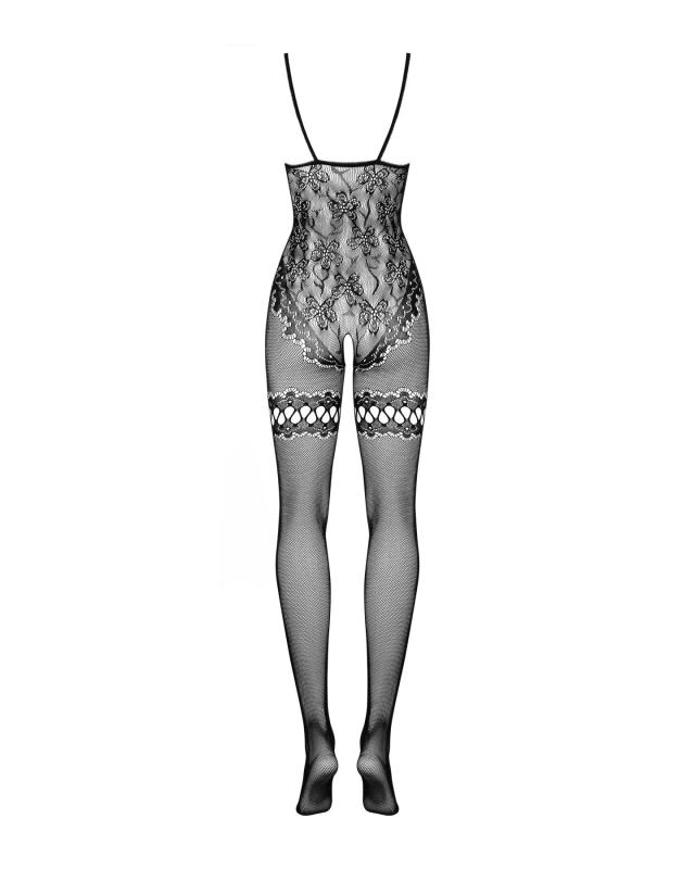 SO7223 Бодистокинг Obsessive Bodystocking F213 XL/XXL, имитация кружевного боди и резинки для чулок