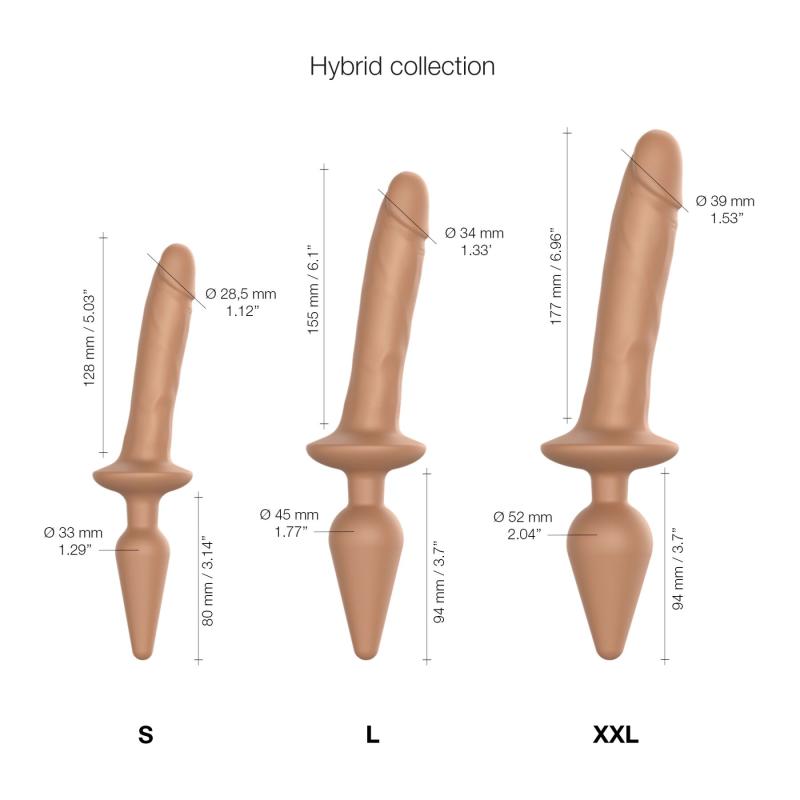 SO6827 Анальная пробка с дилдо 2в1 Strap-On-Me SWITCH PLUG-IN REALISTIC DILDO Caramel S, диаметр 3,3/2,9 см