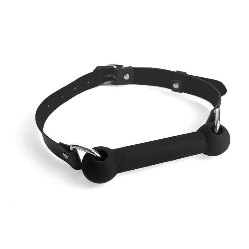 SO6705 Кляп Палка, силикон и натуральная кожа, Art of Sex - Gag Stick Silicon, Черный