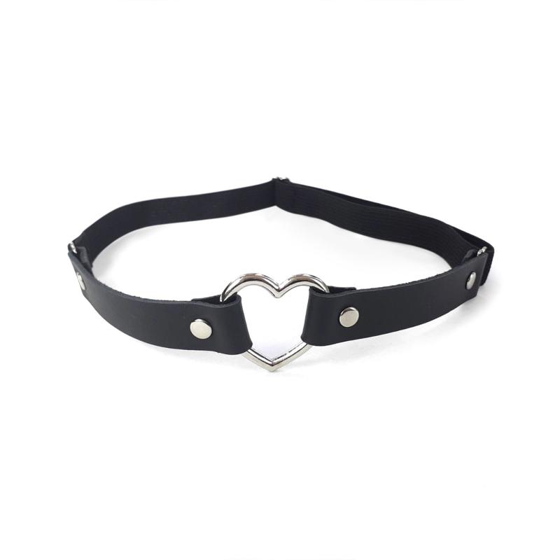 SO6796 Гартер на ногу Сердце из натуральной кожи Art of Sex - Terri, цвет Черный (1шт.)