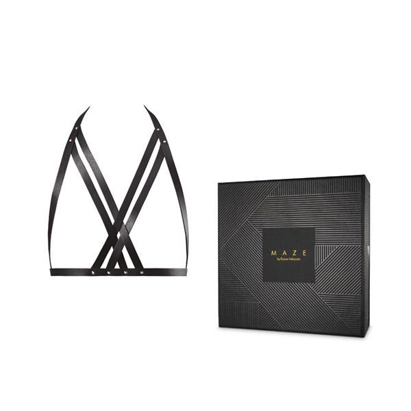 SO2683 Портупея Bijoux Indiscrets MAZE - Halter Bra Harness Black